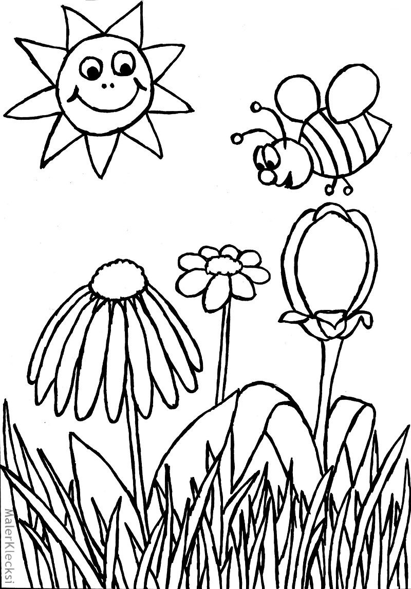 Ausmalbild für Kinder - Biene - MalerKlecksi