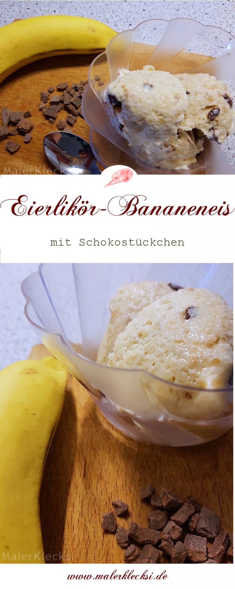 Eierlikör-Bananeneis mit Schokoladenstückchen - MalerKlecksi