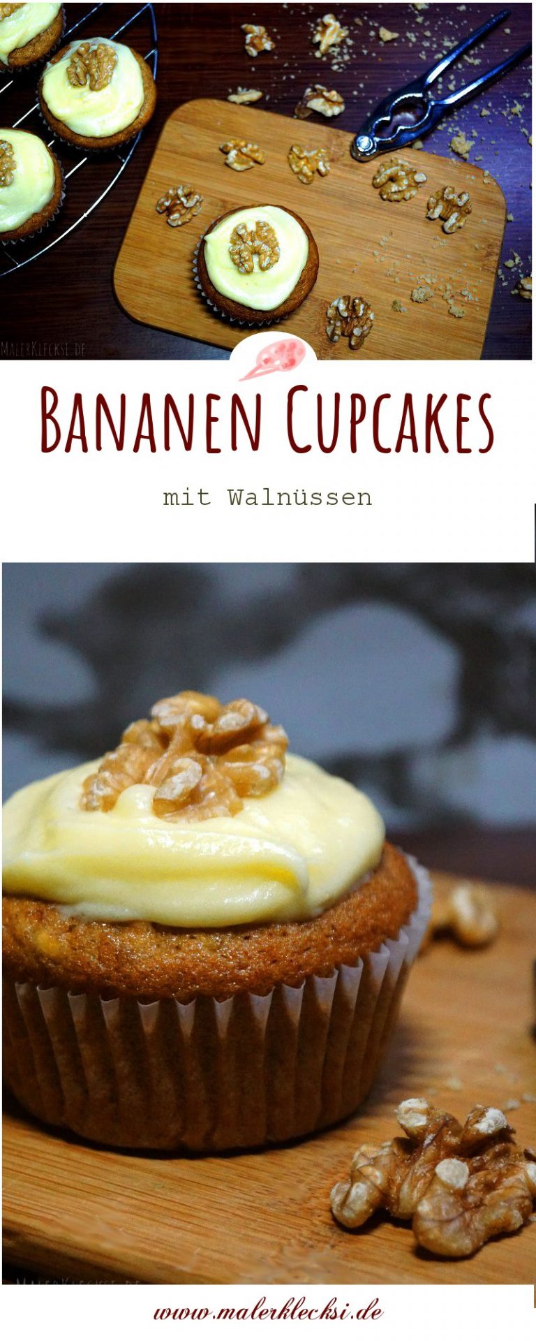 Bananen Cupcakes mit Walnüssen - MalerKlecksi