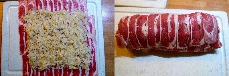 Resteverwertung, leckeres Rezept für Schweinefilet im Sauerkraut-Bacon-Mantel